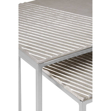 Templar Nickel Finish Set of 2 Rectangular Nesting Tables