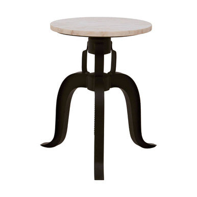 Vasco White Marble and Black Finish Stool