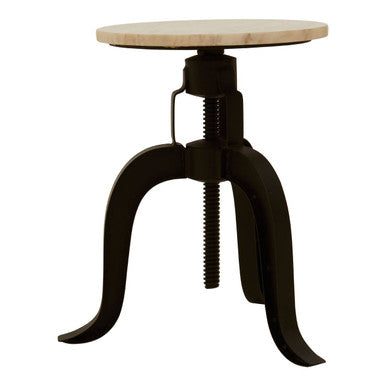 Vasco White Marble and Black Finish Stool
