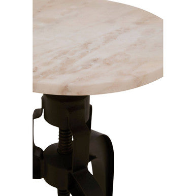 Vasco White Marble and Black Finish Stool