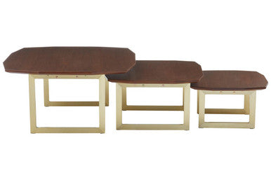 Villi Walnut Wood Veneer Set of 3 Nesting Tables