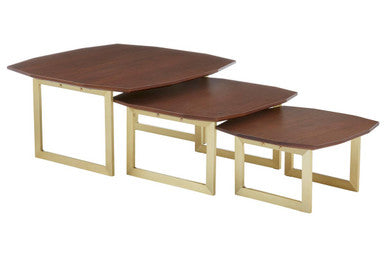 Villi Walnut Wood Veneer Set of 3 Nesting Tables