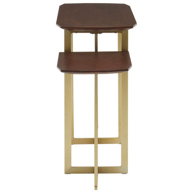 Villi Walnut Wood Veneer 3 Tier Console Table