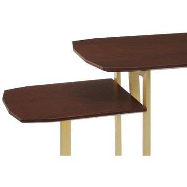 Villi Walnut Wood Veneer 3 Tier Console Table