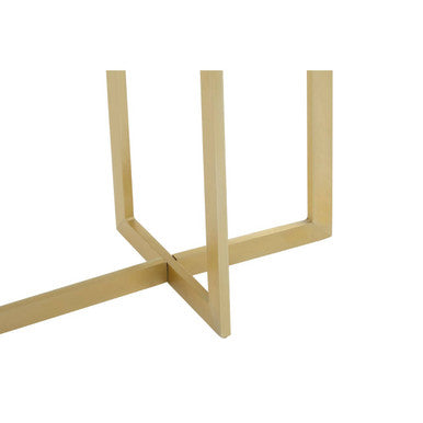 Brown Wood Multi Level 3 Tier Console Table with Gold Finish Metal Frame, Villi