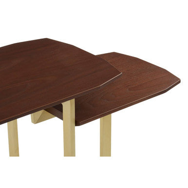 Villi Walnut Wood Veneer 3 Tier Console Table