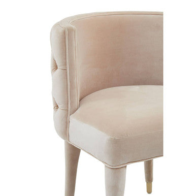 Villi Beige Velvet Button Tufted Curved Dining Chair