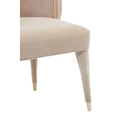Villi Beige Velvet Button Tufted Curved Dining Chair
