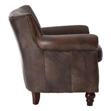 Victor Dark Grey Brown Leather Armchair