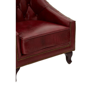 Victor Deep Red Leather Button Tufted Lounge Chair