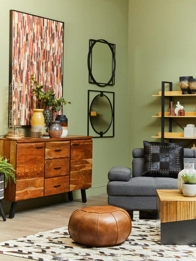 Buffalo Brown Leather Pouffe
