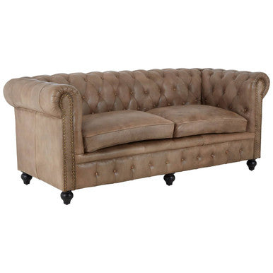 3 Seater Light Brown Leather Sofa, Buffalo