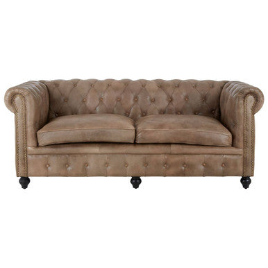 3 Seater Light Brown Leather Sofa, Buffalo