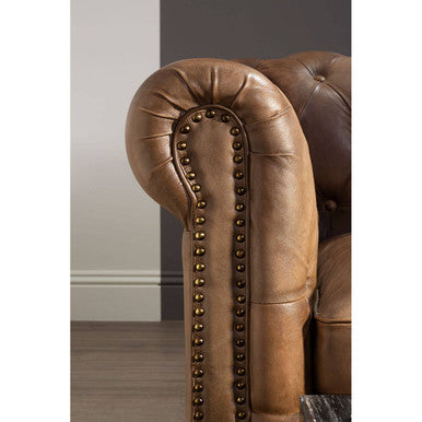3 Seater Light Brown Leather Sofa, Buffalo