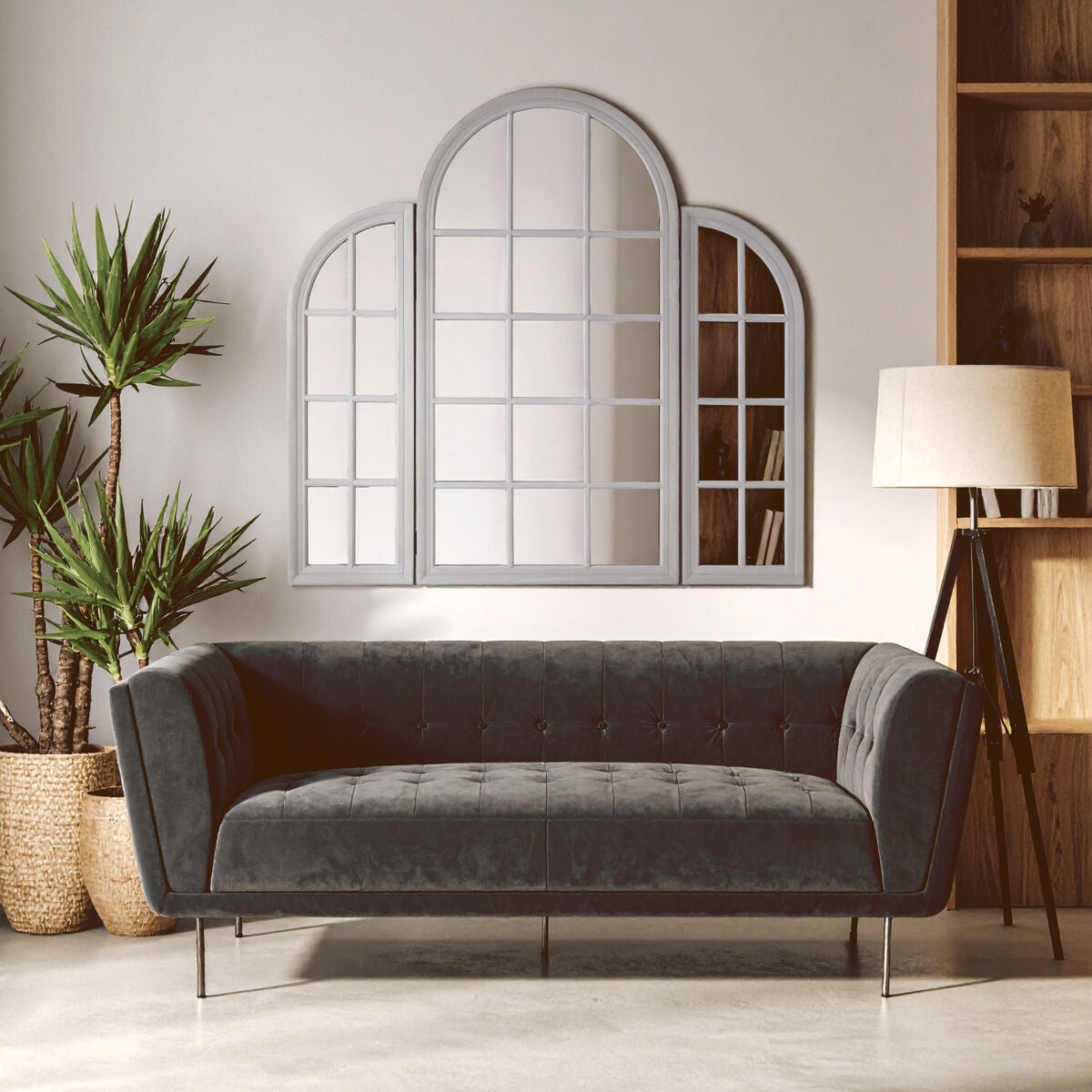 Fret Grey Finish Dressing Table Mirror