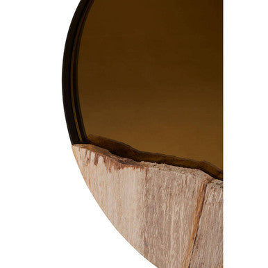 Relic Petrified Wood Tile Small Round Mirror