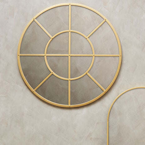 Descartes Gold Finish Round Wall Mirror