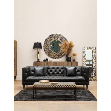 Palu Rectangular Black Wall Mirror with Shell Inlay