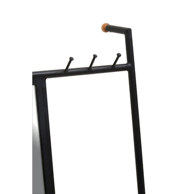 Nirav Black Floor Mirror with Coat Rack