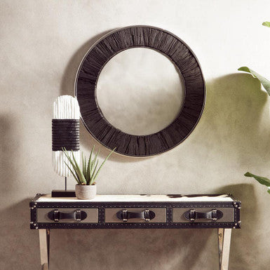 Kerala Black Round Wall Mirror