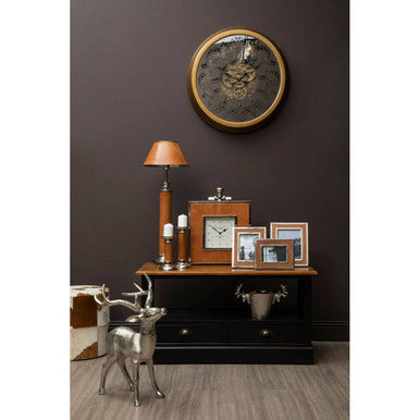 Churchill Genuine Tan Leather Large Candle Holder