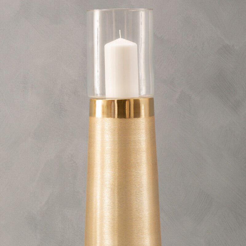 Estera Large Brushed Gold Pillar Candle Holder