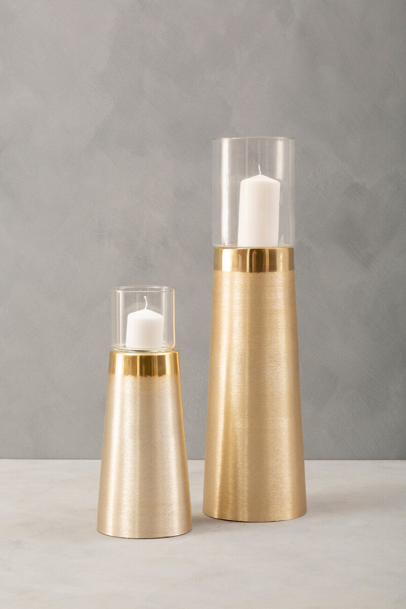 Estera Large Brushed Gold Pillar Candle Holder