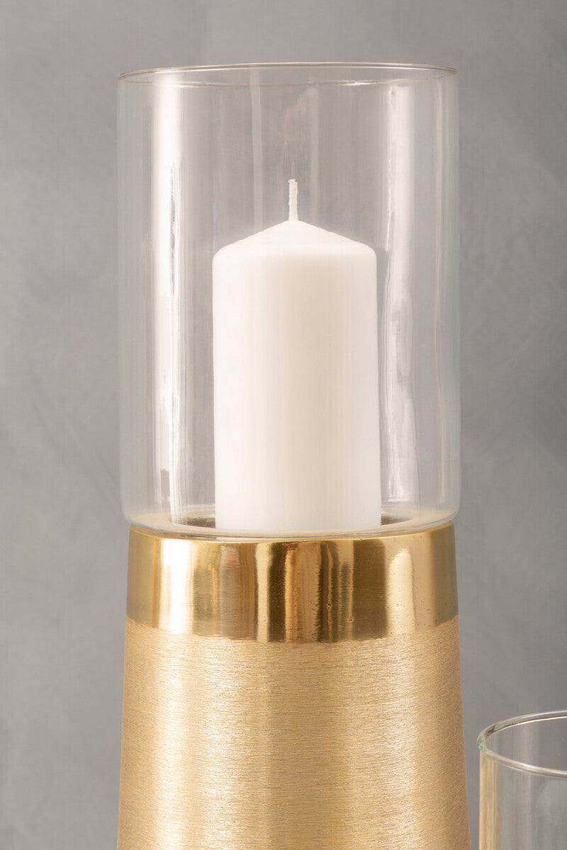 Estera Large Brushed Gold Pillar Candle Holder