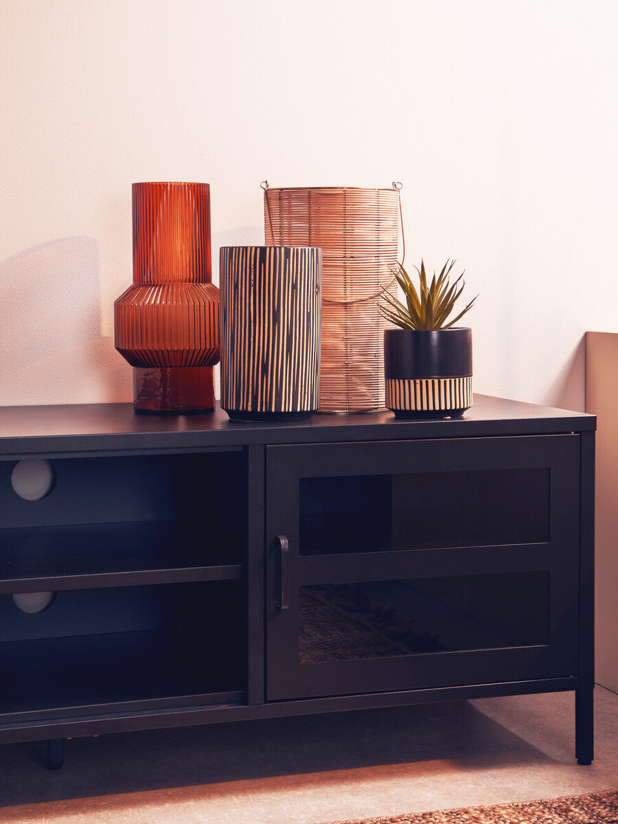 Large Black and Cream Finish Vase | Kiso