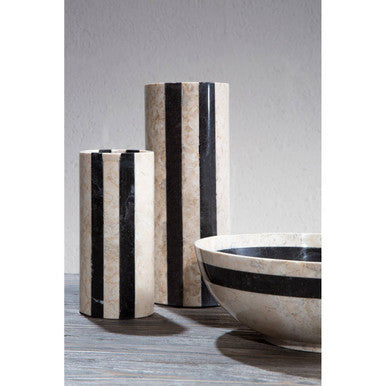 Sura Cream And Black Large Marble Vase