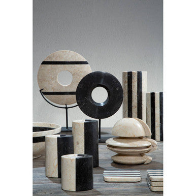 Sura Cream And Black Small Marble Vase