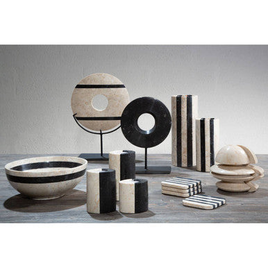 Sura Cream And Black Small Marble Vase