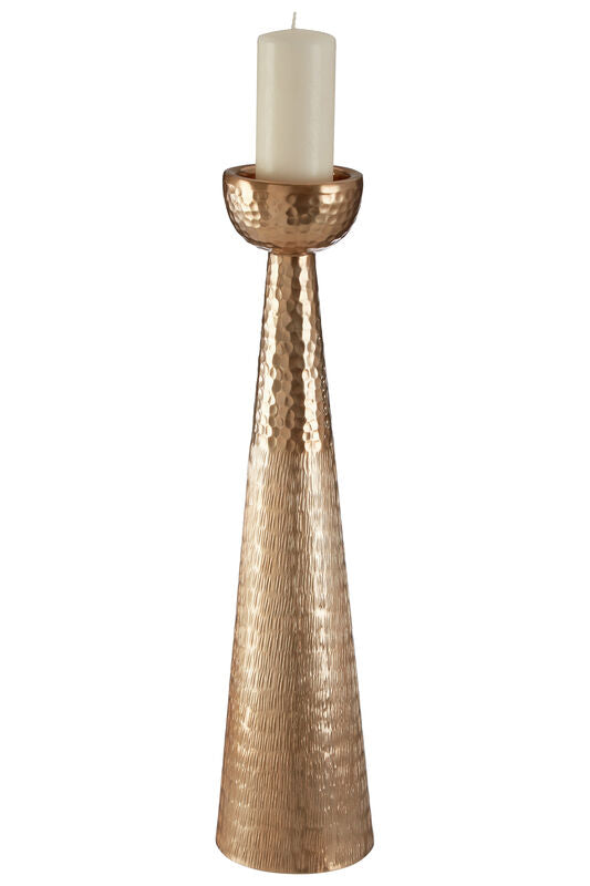 Solis Gold Finish Pillar Candle Holder