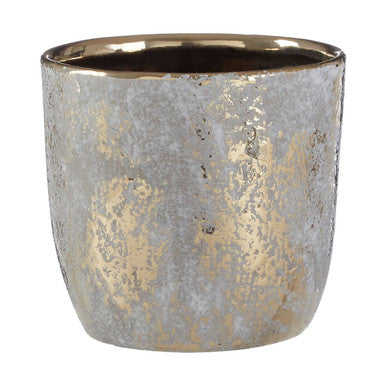 Orvena Small Grey and Gold Ceramic Planter