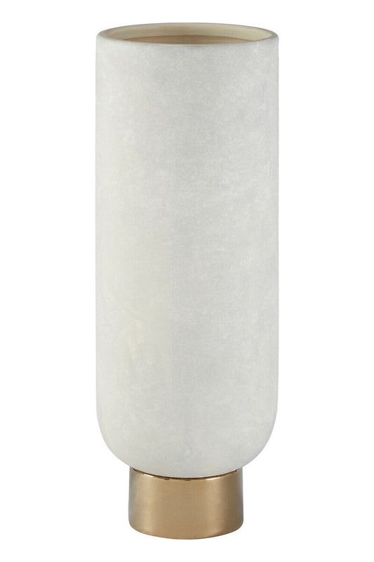 White and Gold Small Pedestal Vase | Callie