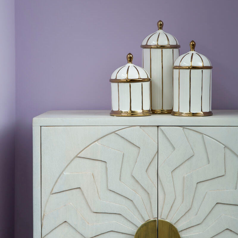 Coletta Small White and Gold Ceramic Jar