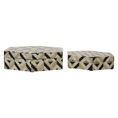 Harlo Ivory and Black Set of 2 Trinket Boxes