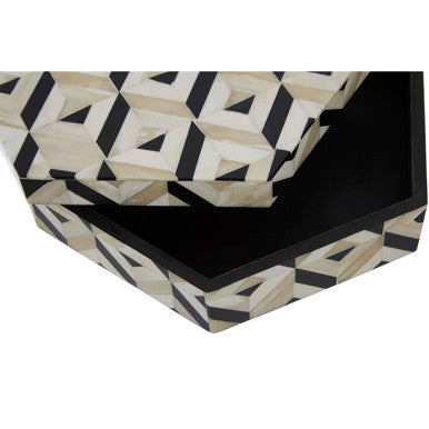 Harlo Ivory and Black Set of 2 Trinket Boxes