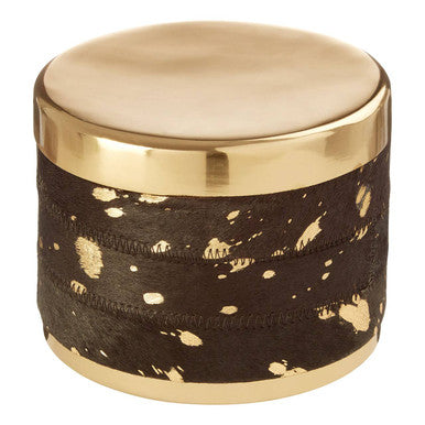 Bowerbird Small Gold And Black Hair on Leather Trinket Box