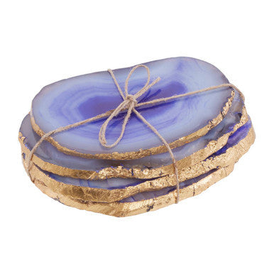 Bowerbird Agata Blue And Gold Coasters