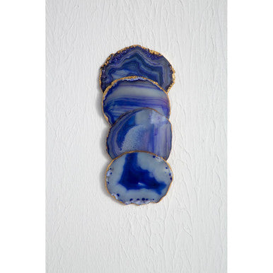 Bowerbird Agata Blue And Gold Coasters