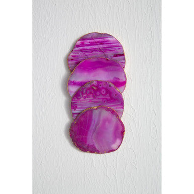 Bowerbird Agata Set of 4 Agate Pink and Gold Coasters