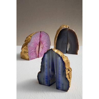 Bowerbird Agata Grey And Gold Bookends