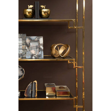Bowerbird Agata Grey And Gold Bookends