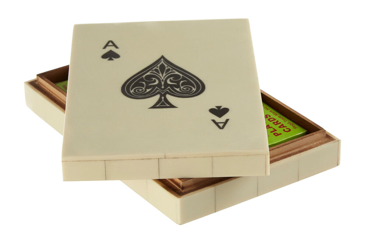 Churchill Games Cream Two Section Card Box with Playing Cards