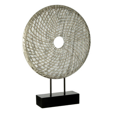 Element Round Silver Wooden Sculpture