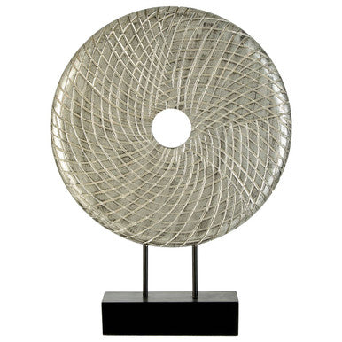 Element Round Silver Wooden Sculpture