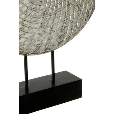 Element Round Silver Wooden Sculpture