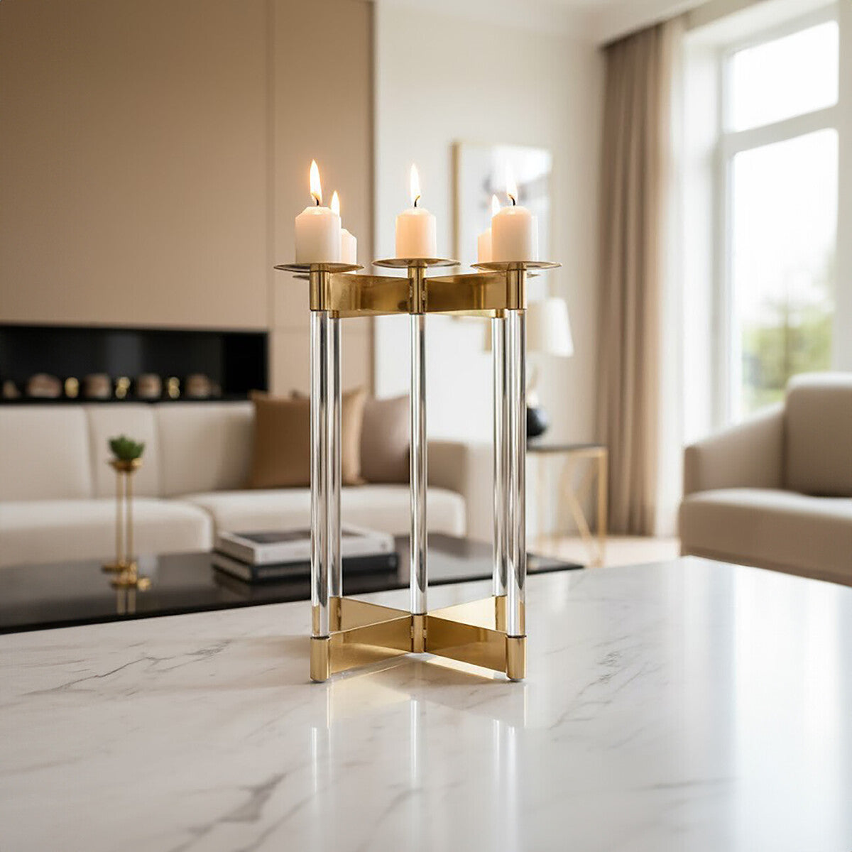 Lucita Gold Finish Candelabra