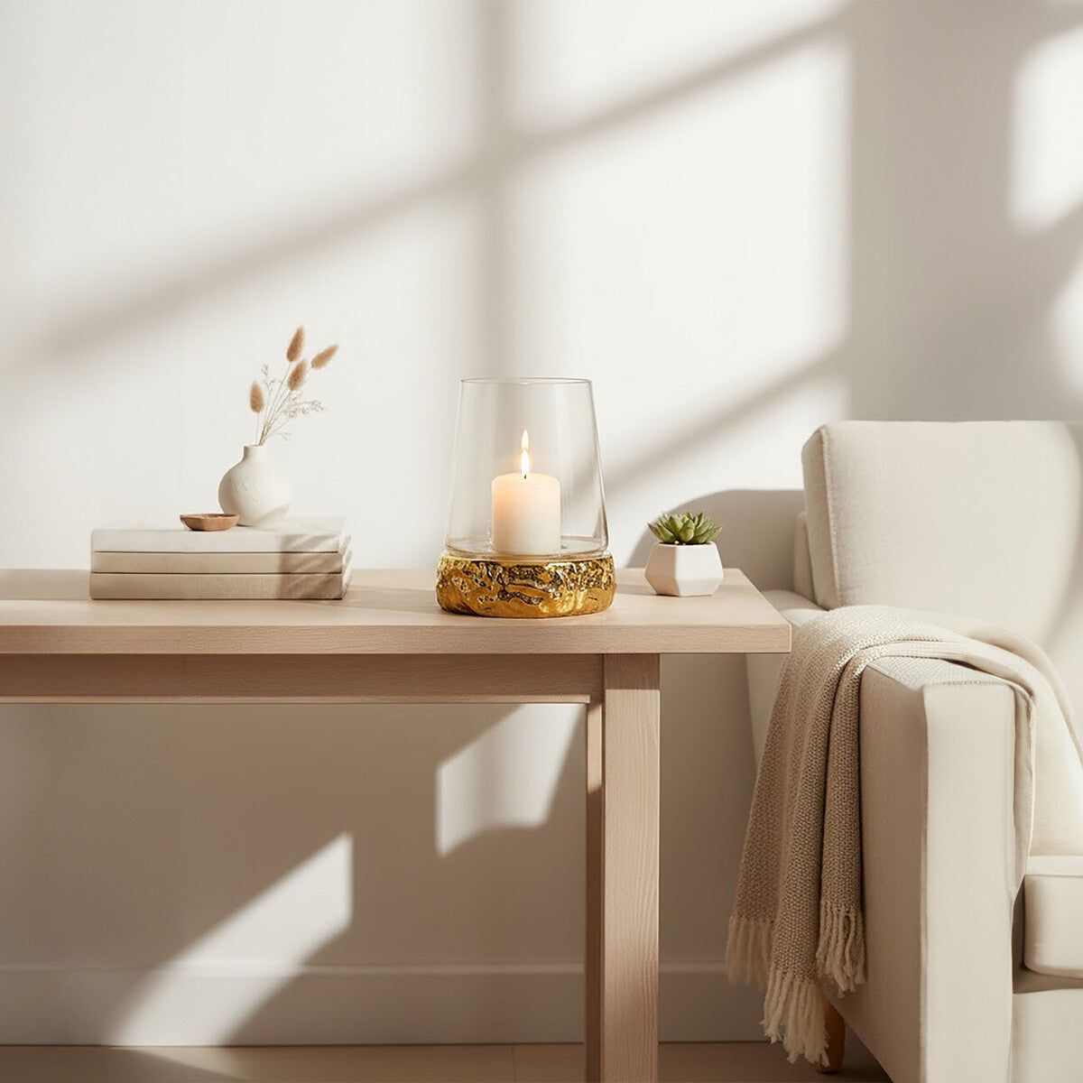 Martele Small Gold Hurricane Candle Holder